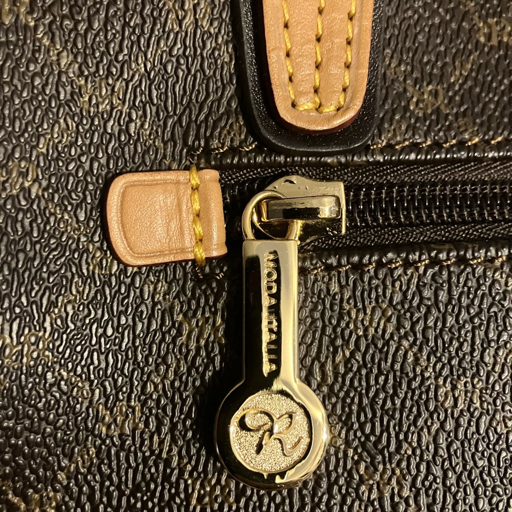 Rioni Dark Brown and Tan Tote Bag from Italy - Picture 5 of 14